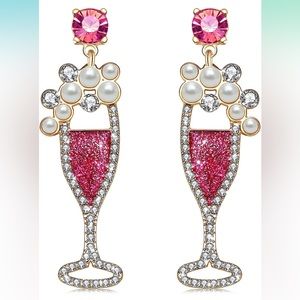 Champagne wine glass earrings for women